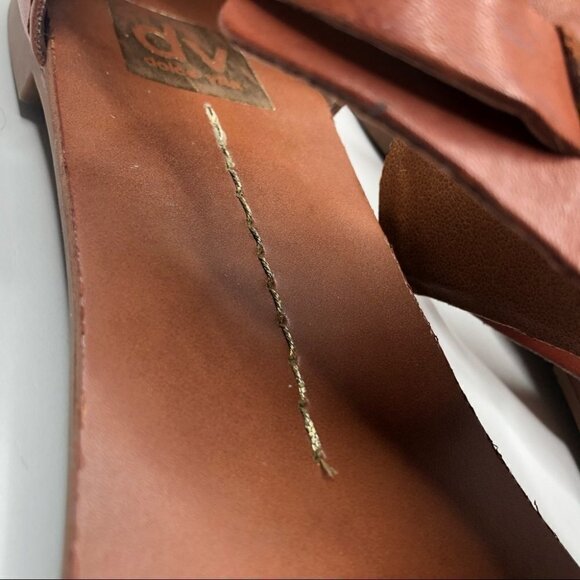 DV by Dolce Vita Draya Brown Geometric Studded Jewelled Roman Leather Sandals - Picture 11 of 16